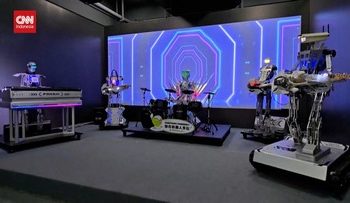 Latihan Band Robot China Sebelum Bertanding di World Games